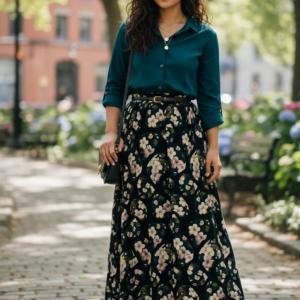 Women’s Two-Piece Printed Co-Ord Set – Stylish Top & Matching Bottom